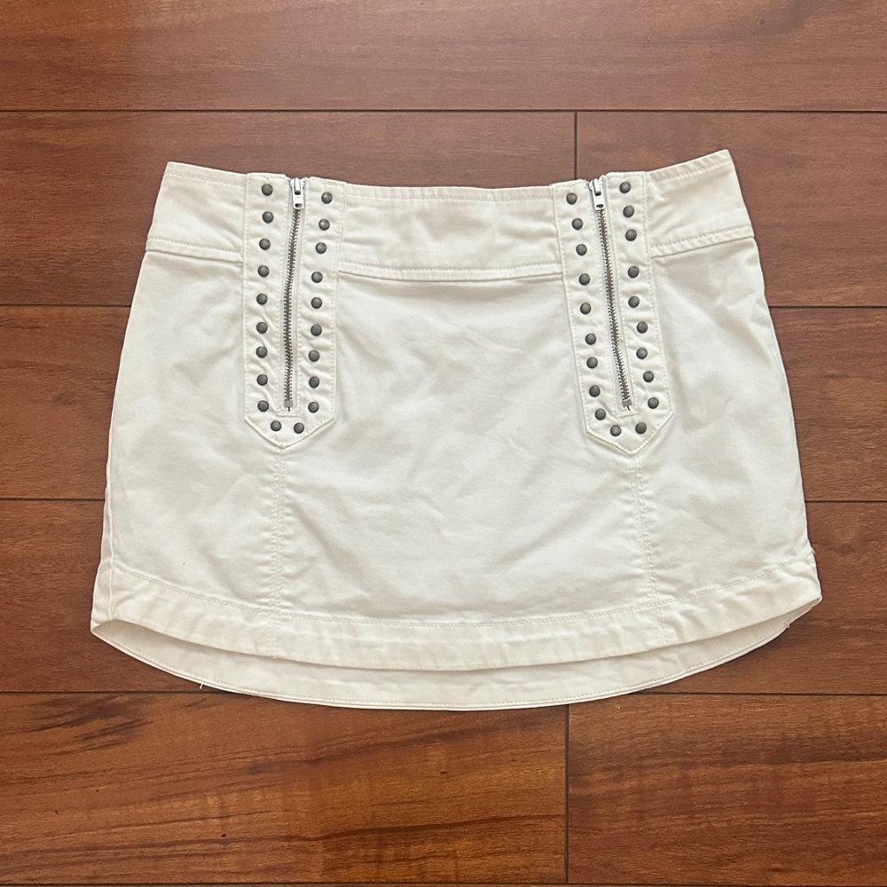 Free People White Studded Mini Skirt
